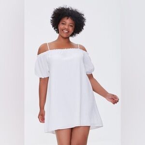 Off-The-Shoulder Mini Dress Plus Size (WHITE)